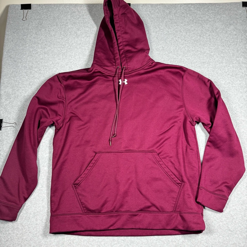 Under‎ Armour Burgundy Maroon Garnet Hoodie With Embroidered Logo Big Pocket XL